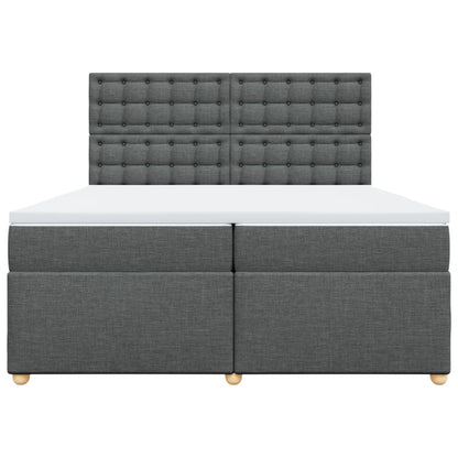 Giroletto a Molle con Materasso Grigio Scuro 200x200 cm Tessuto