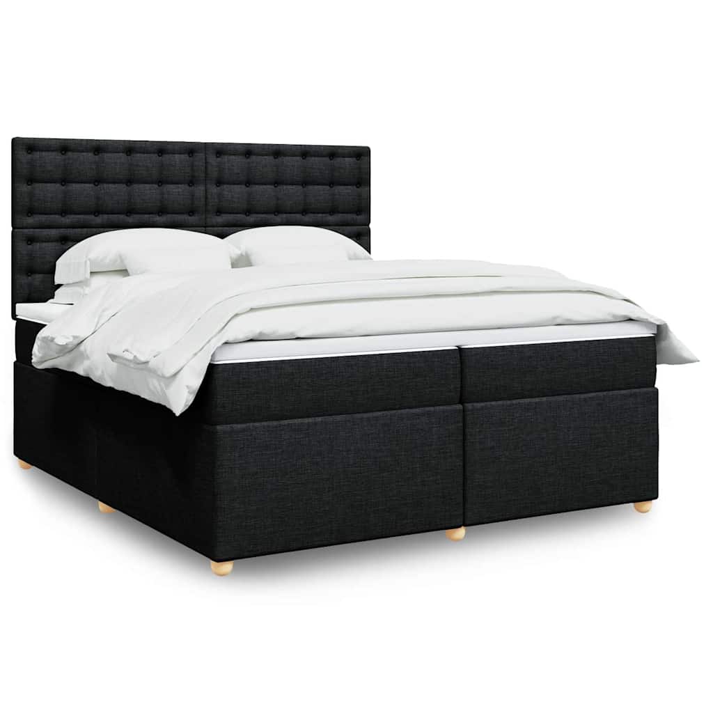 Giroletto a Molle con Materasso Nero 200x200 cm in Tessuto