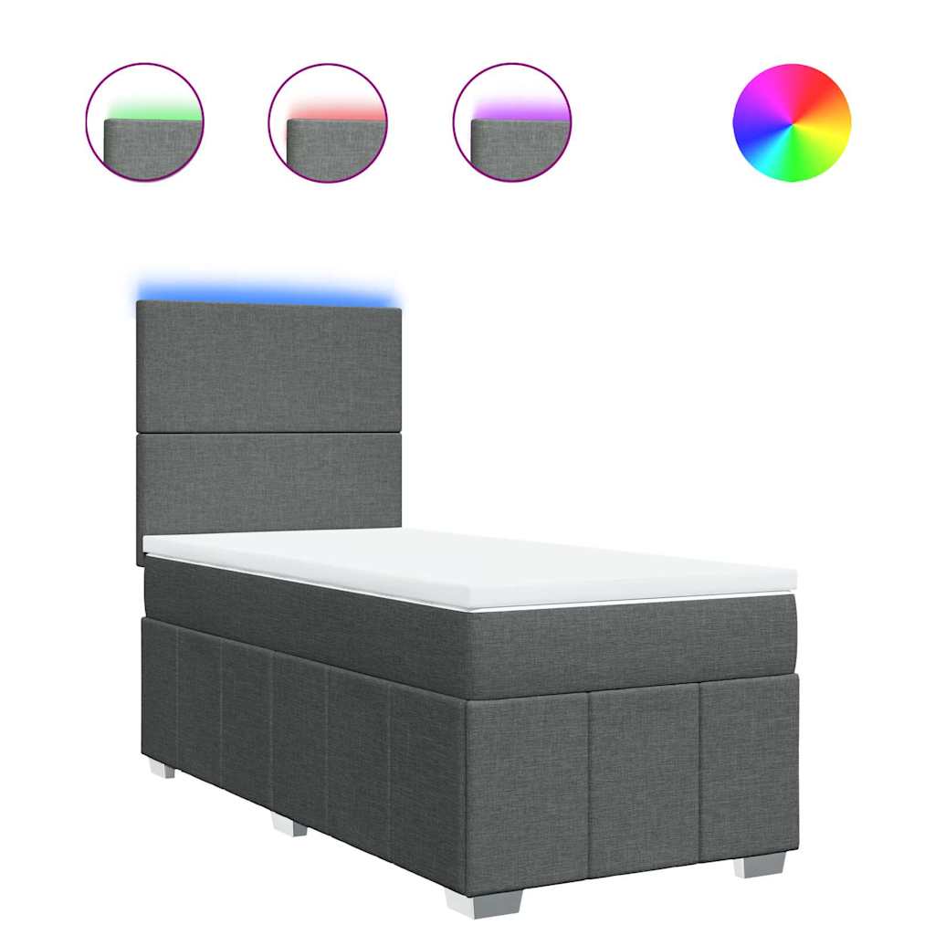 Giroletto a Molle con Materasso Grigio Scuro 80x200 cm Tessuto - homemem39