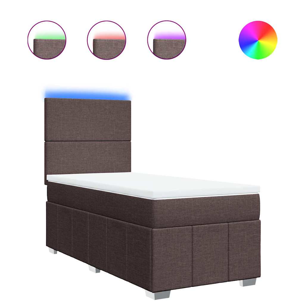 Giroletto a Molle con Materasso Marrone Scuro 80x200 cm Tessuto - homemem39