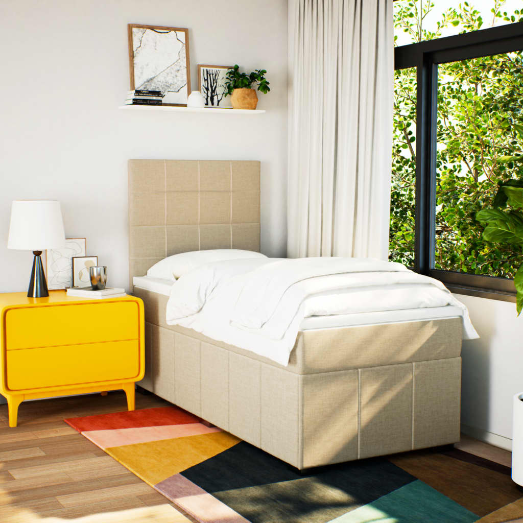 Giroletto a Molle con Materasso Crema 80x200 cm inTessuto - homemem39