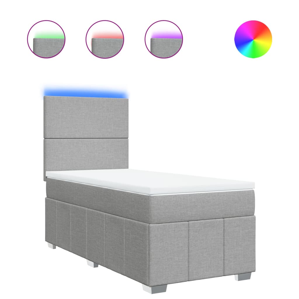 Giroletto a Molle con Materasso Grigio Chiaro 90x190 cm Tessuto - homemem39