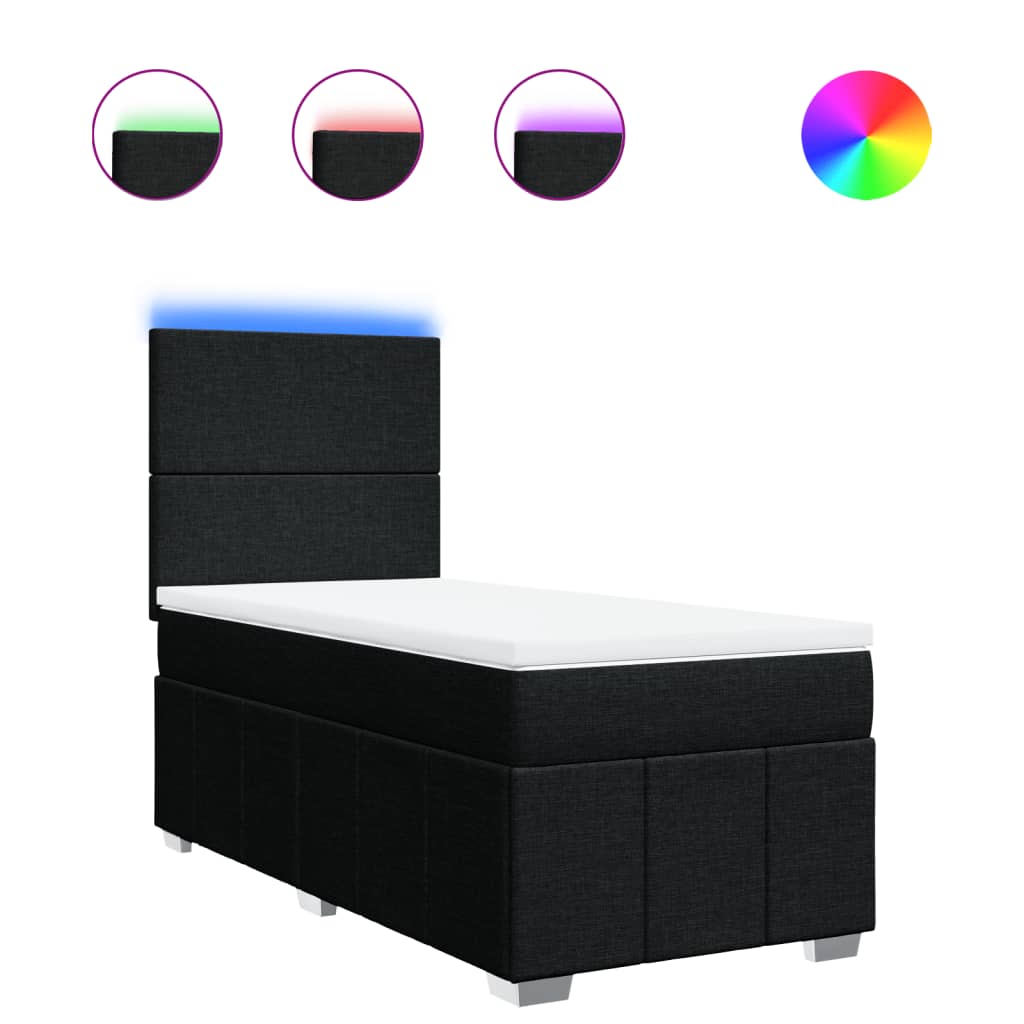 Giroletto a Molle con Materasso Nero 90x190 cm in Tessuto - homemem39