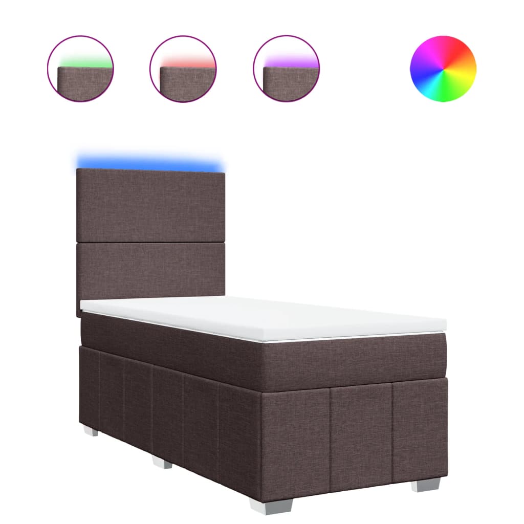 Giroletto a Molle con Materasso Marrone Scuro 90x190cm Tessuto