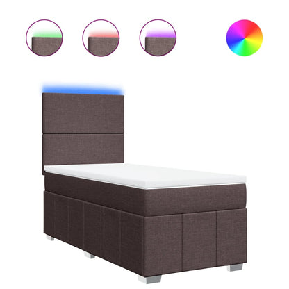 Giroletto a Molle con Materasso Marrone Scuro 90x190cm Tessuto