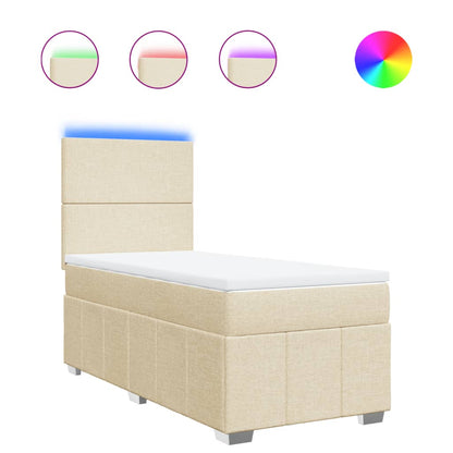 Giroletto a Molle con Materasso Crema 90x190 cm in Tessuto | homemem39