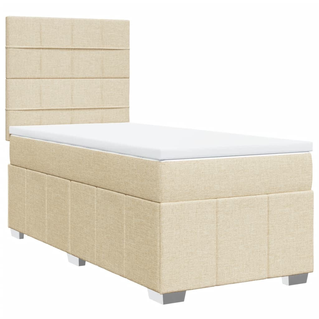 Giroletto a Molle con Materasso Crema 90x190 cm in Tessuto | homemem39