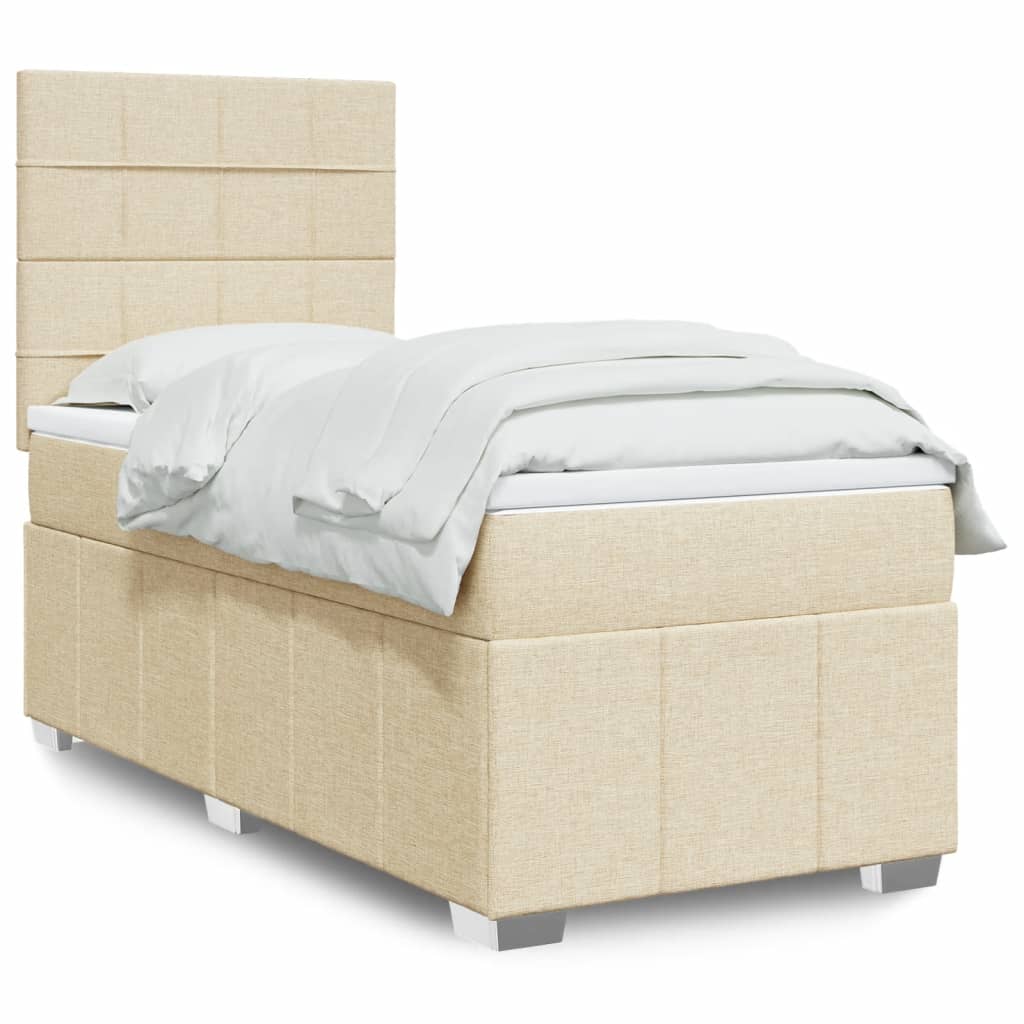 Giroletto a Molle con Materasso Crema 90x190 cm in Tessuto | homemem39