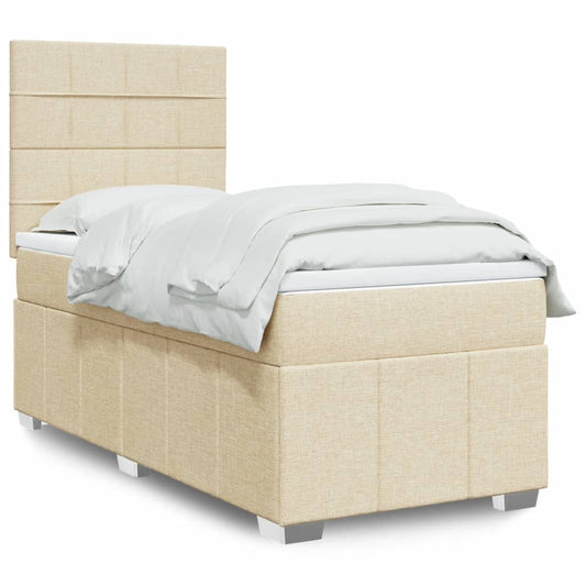 Giroletto a Molle con Materasso Crema 90x190 cm in Tessuto | homemem39