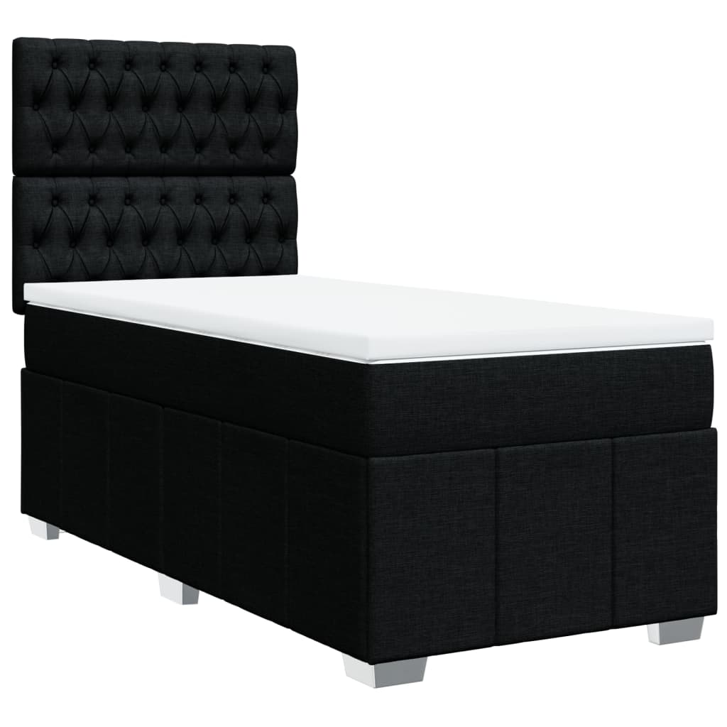 Giroletto a Molle con Materasso Nero 90x190 cm in Tessuto