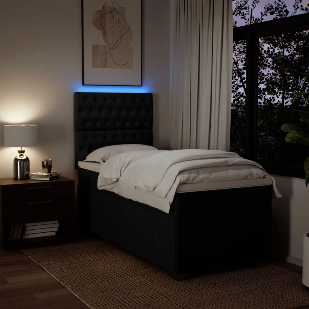 Giroletto a Molle con Materasso Nero 90x190 cm in Tessuto