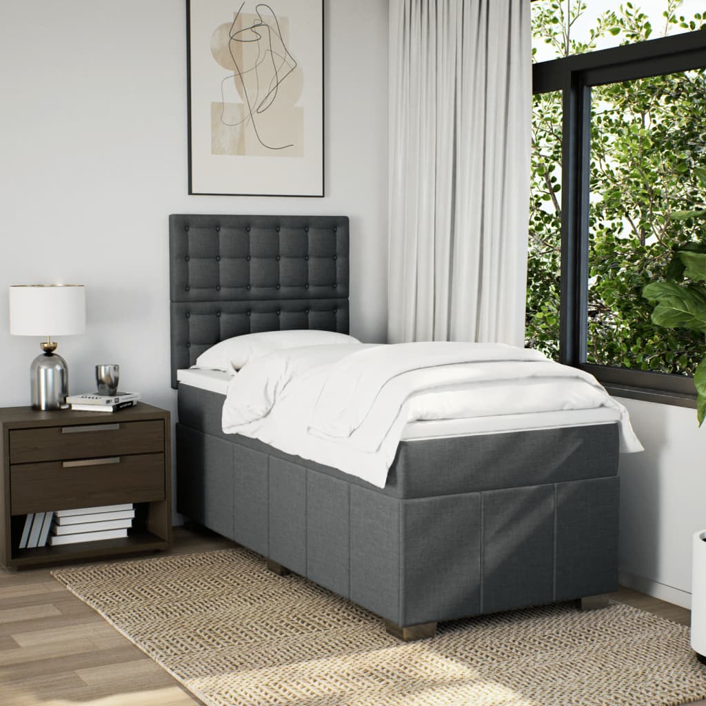 Giroletto a Molle con Materasso Grigio Scuro 90x190 cm Tessuto | homemem39