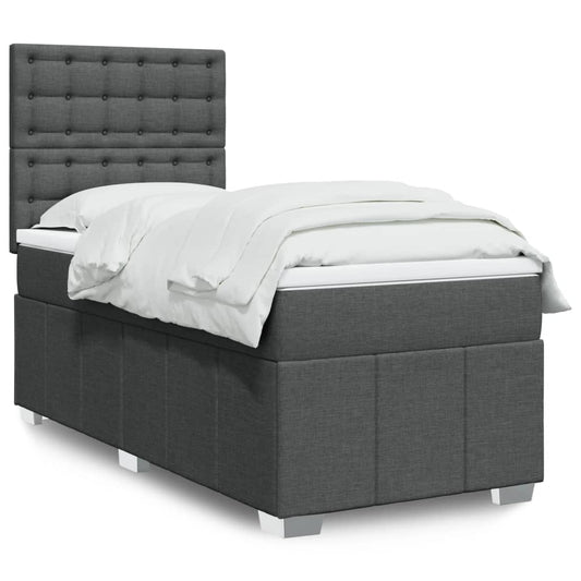 Giroletto a Molle con Materasso Grigio Scuro 90x190 cm Tessuto | homemem39