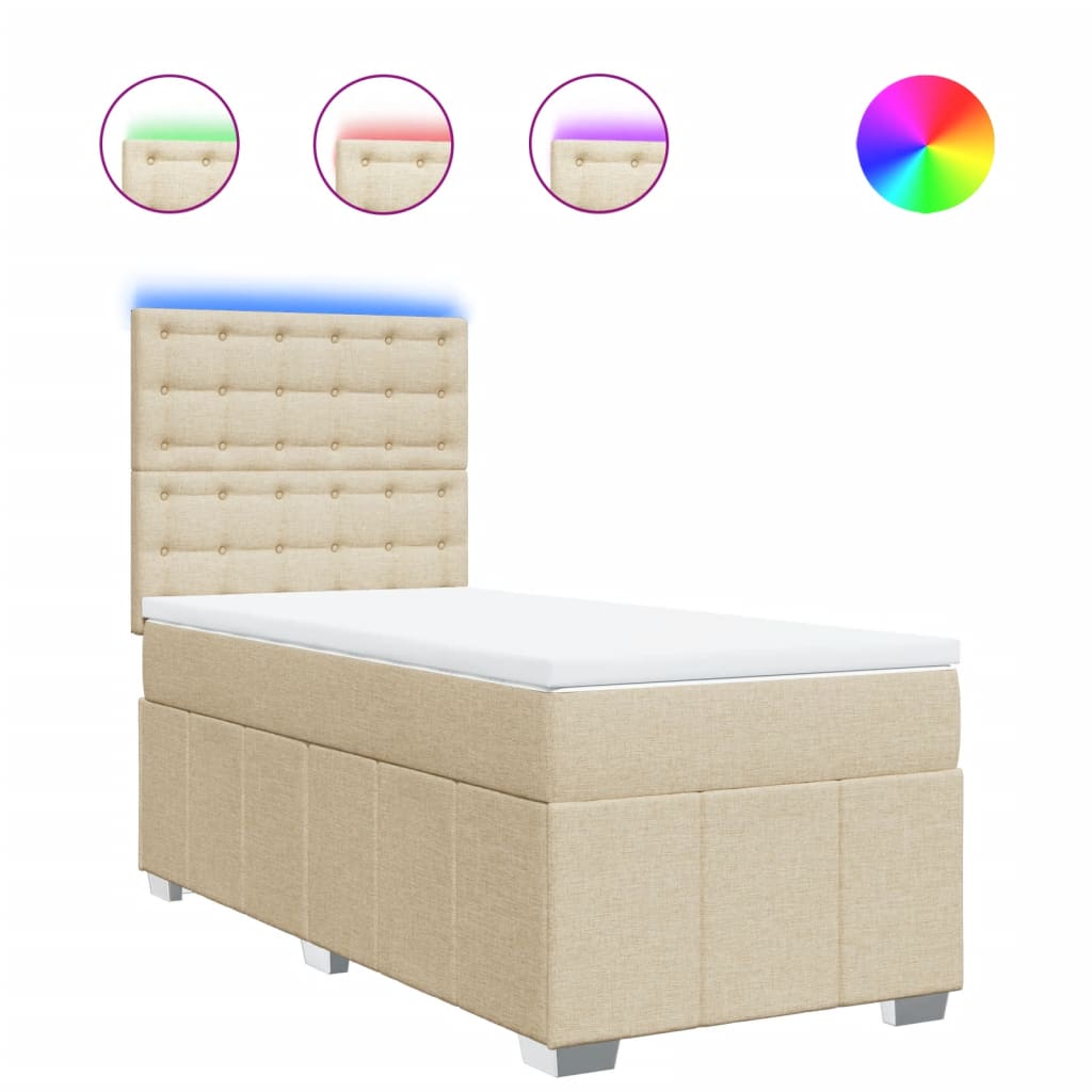 Giroletto a Molle con Materasso Crema 90x190 cm in Tessuto | homemem39