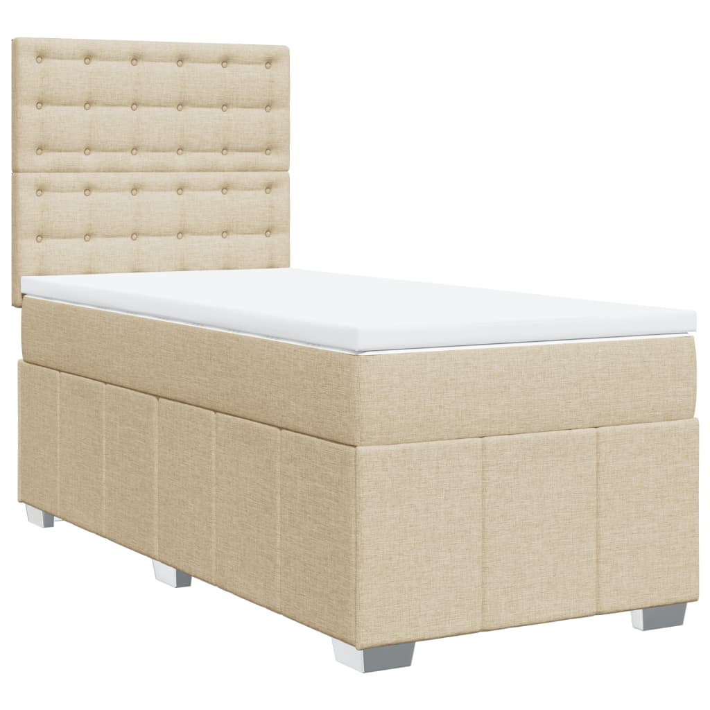 Giroletto a Molle con Materasso Crema 90x190 cm in Tessuto | homemem39