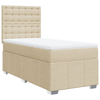 Giroletto a Molle con Materasso Crema 90x190 cm in Tessuto | homemem39