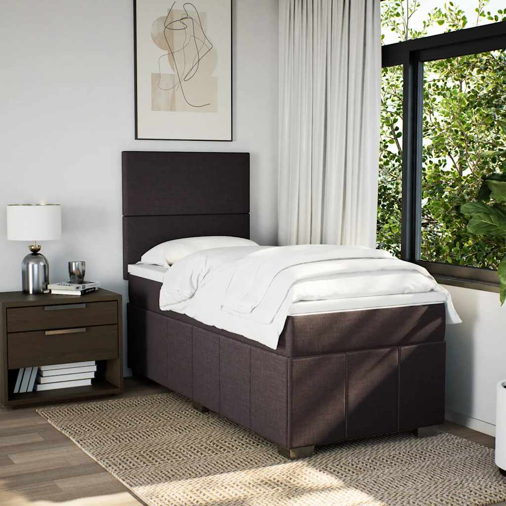 Giroletto a Molle con Materasso Marrone Scuro 90x200 cm Tessuto | homemem39