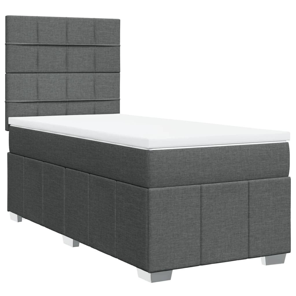 Giroletto a Molle con Materasso Grigio Scuro 90x200 cm Tessuto | homemem39