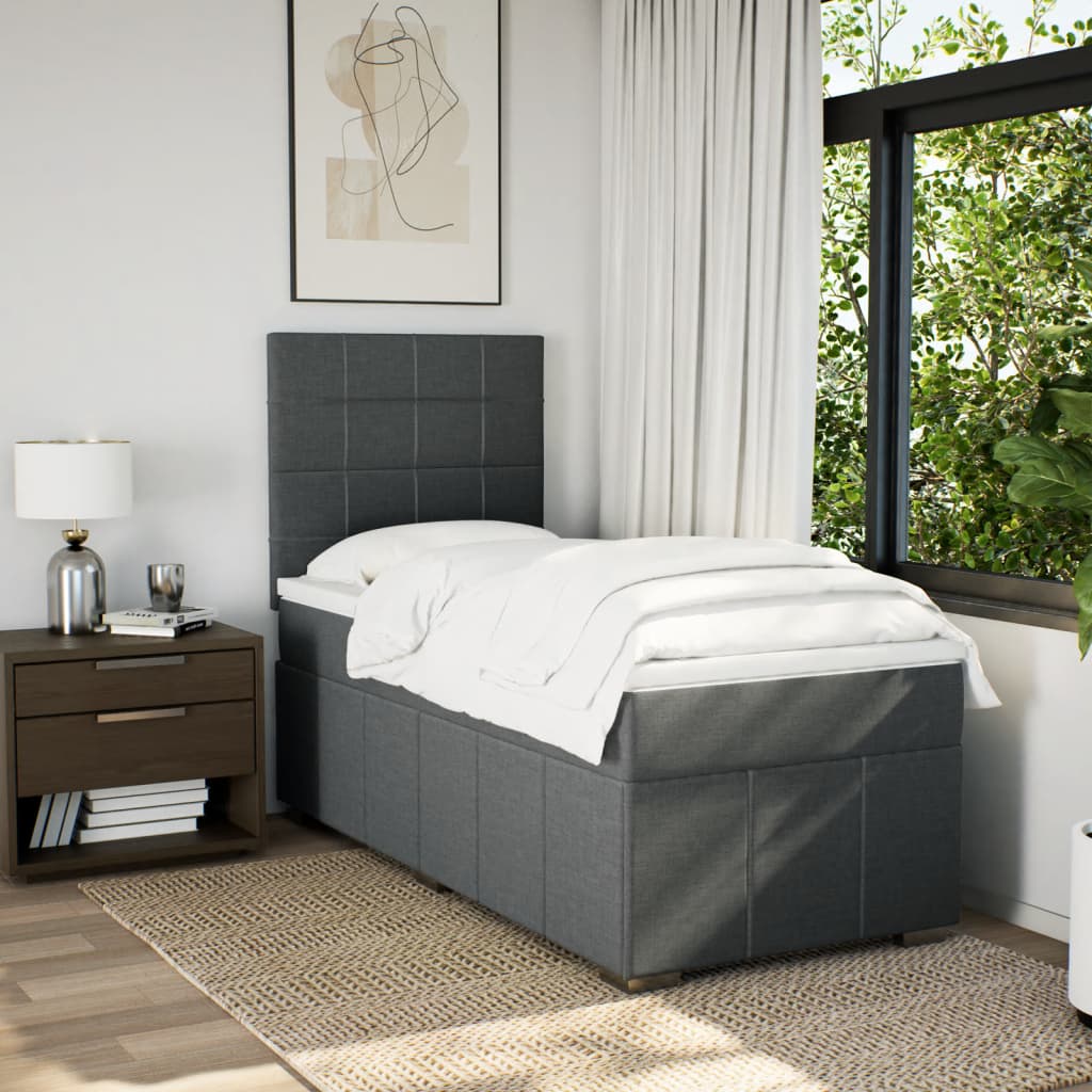 Giroletto a Molle con Materasso Grigio Scuro 90x200 cm Tessuto | homemem39