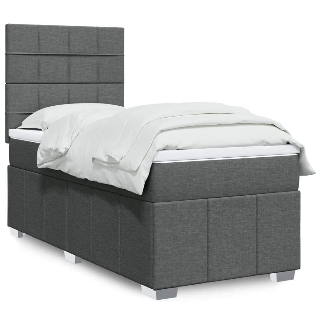 Giroletto a Molle con Materasso Grigio Scuro 90x200 cm Tessuto | homemem39