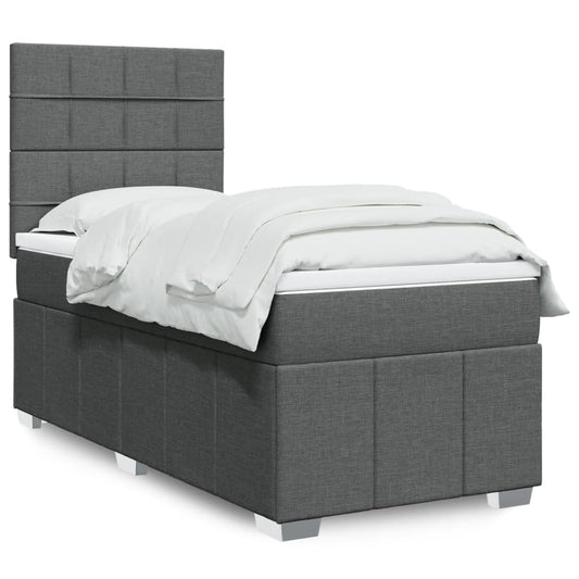 Giroletto a Molle con Materasso Grigio Scuro 90x200 cm Tessuto | homemem39