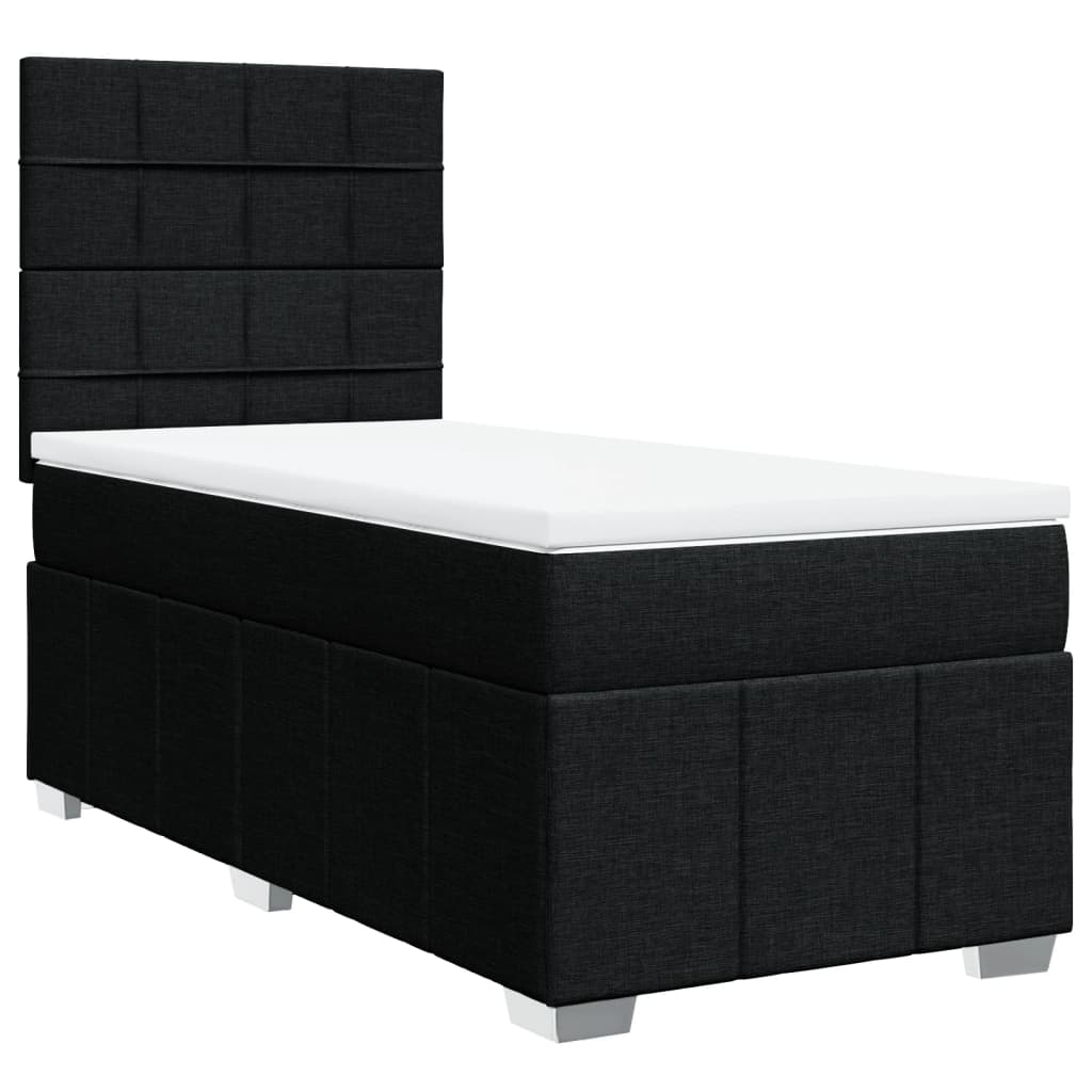 Giroletto a Molle con Materasso Nero 90x200 cm in Tessuto