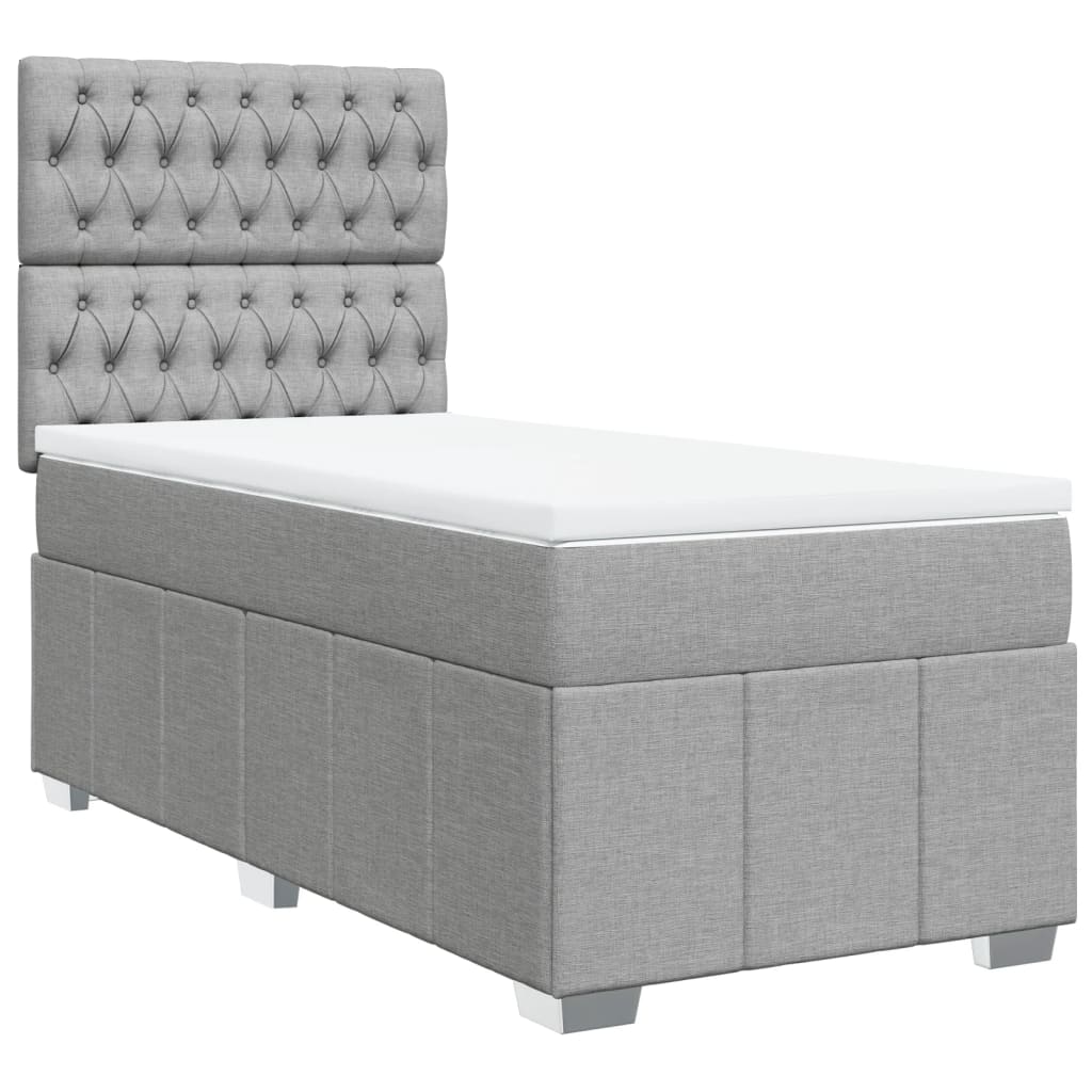 Giroletto a Molle con Materasso Grigio Chiaro 90x200 cm Tessuto