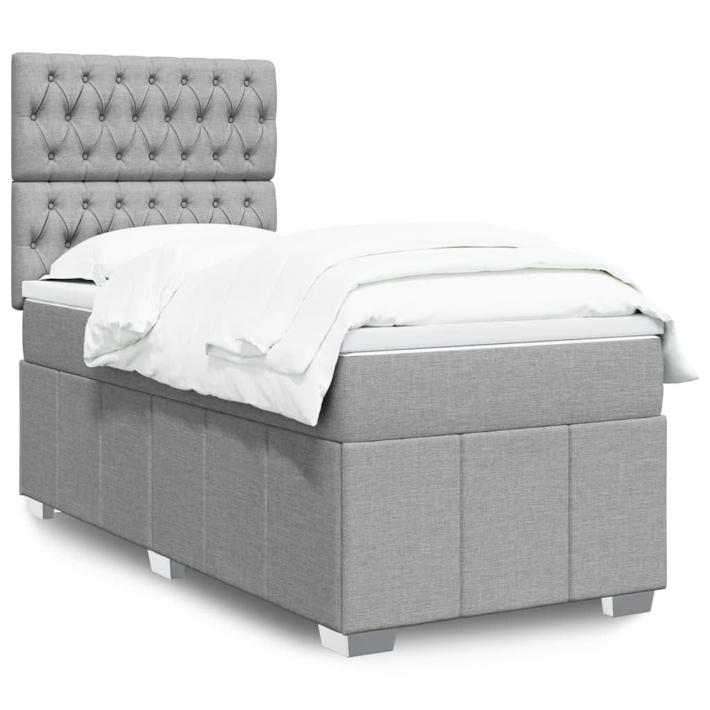 Giroletto a Molle con Materasso Grigio Chiaro 90x200 cm Tessuto