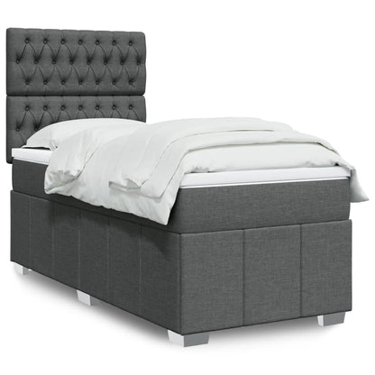Giroletto a Molle con Materasso Grigio Scuro 90x200 cm Tessuto | homemem39