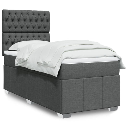 Giroletto a Molle con Materasso Grigio Scuro 90x200 cm Tessuto | homemem39