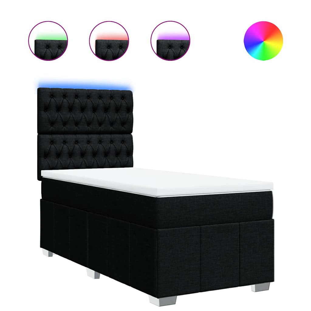 Giroletto a Molle con Materasso Nero 90x200 cm in Tessuto