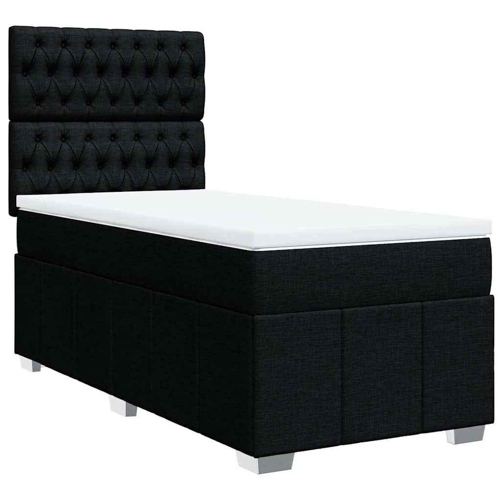 Giroletto a Molle con Materasso Nero 90x200 cm in Tessuto