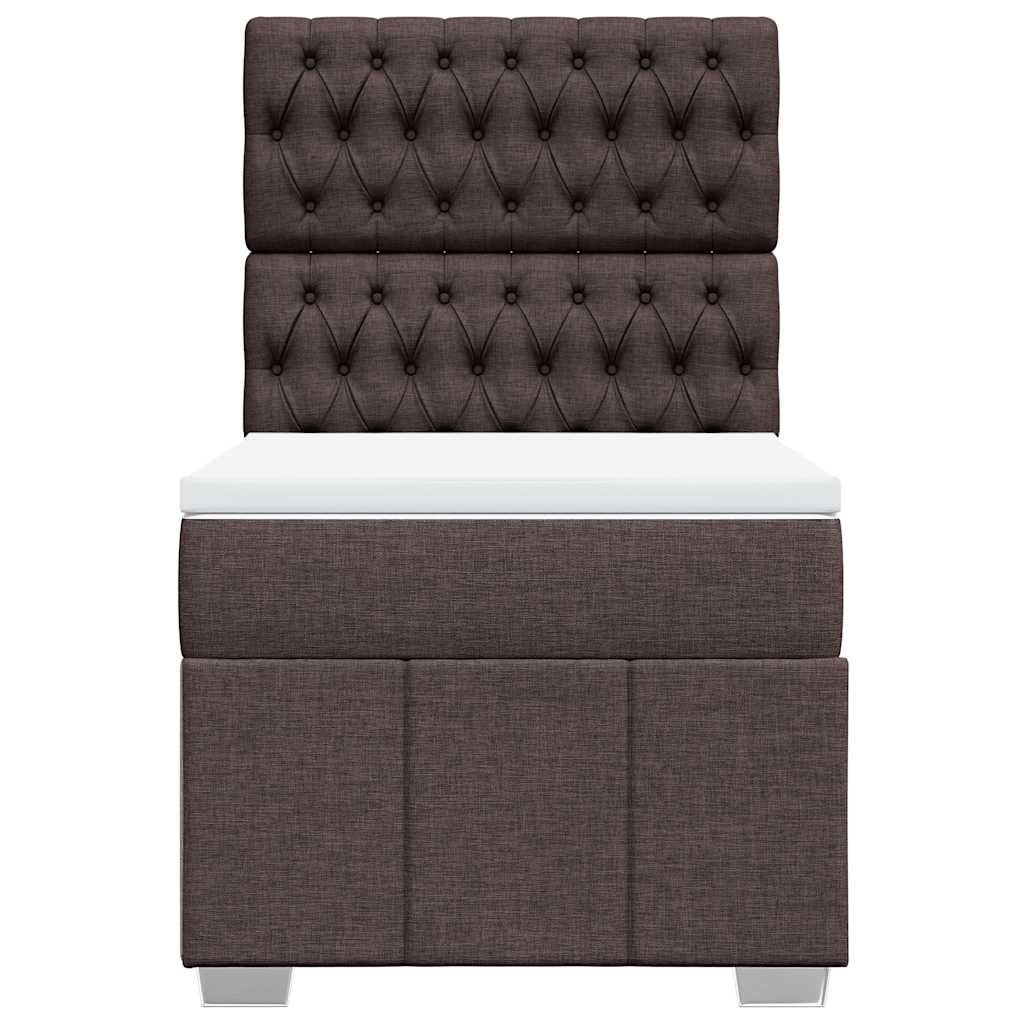 Giroletto a Molle con Materasso Marrone Scuro 90x200 cm Tessuto