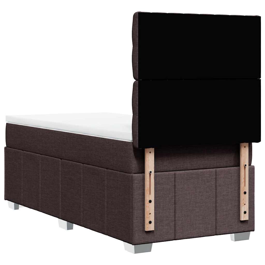 Giroletto a Molle con Materasso Marrone Scuro 90x200 cm Tessuto