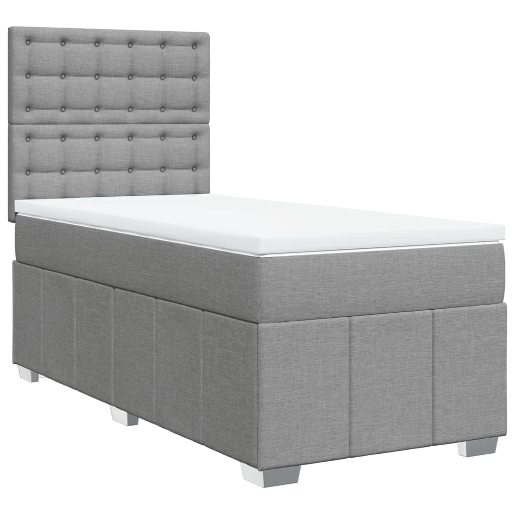 Giroletto a Molle con Materasso Grigio Chiaro 90x200 cm Tessuto