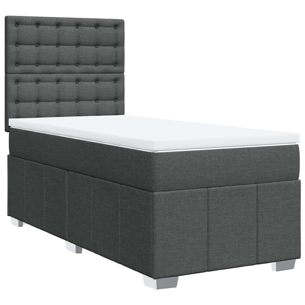 Giroletto a Molle con Materasso Grigio Scuro 90x200 cm Tessuto