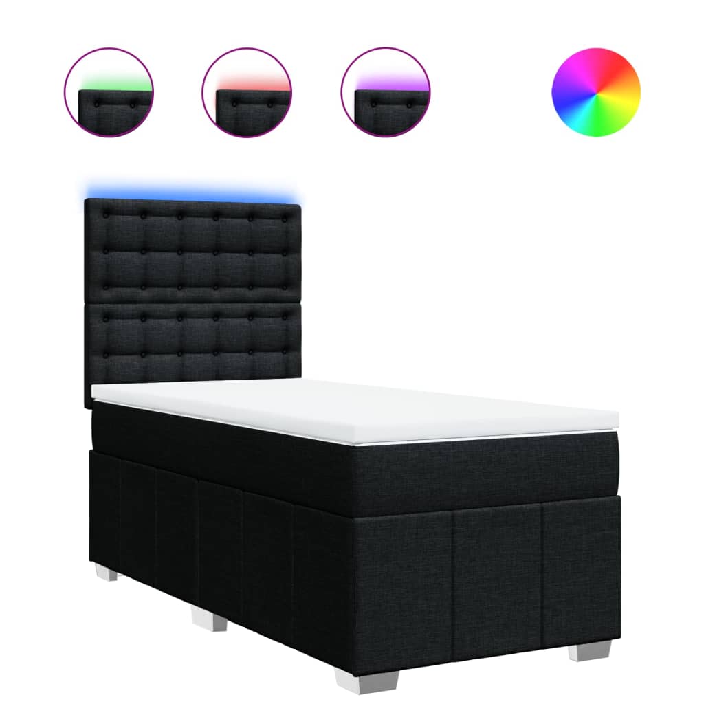 Giroletto a Molle con Materasso Nero 90x200 cm in Tessuto