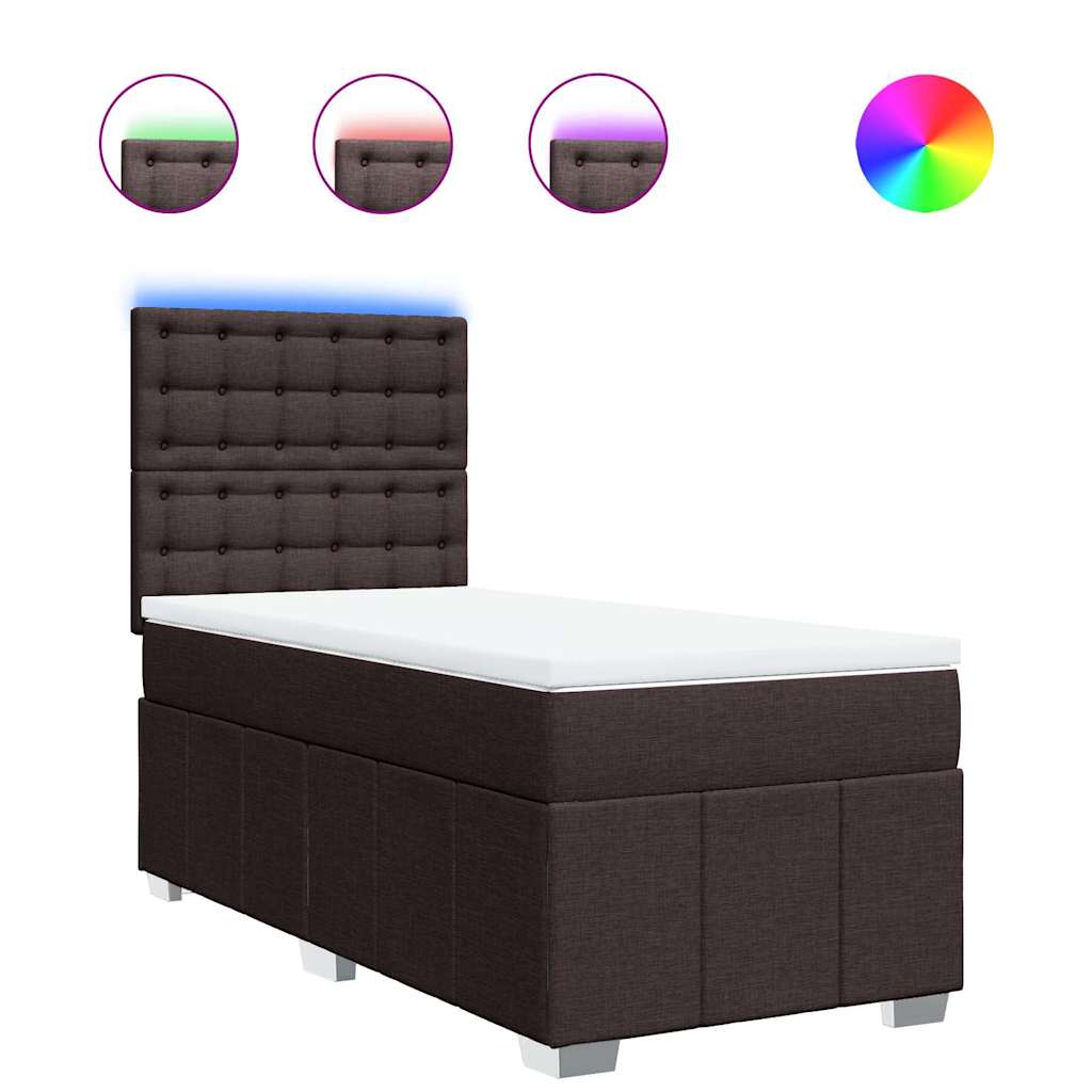 Giroletto a Molle con Materasso Marrone Scuro 90x200 cm Tessuto | homemem39