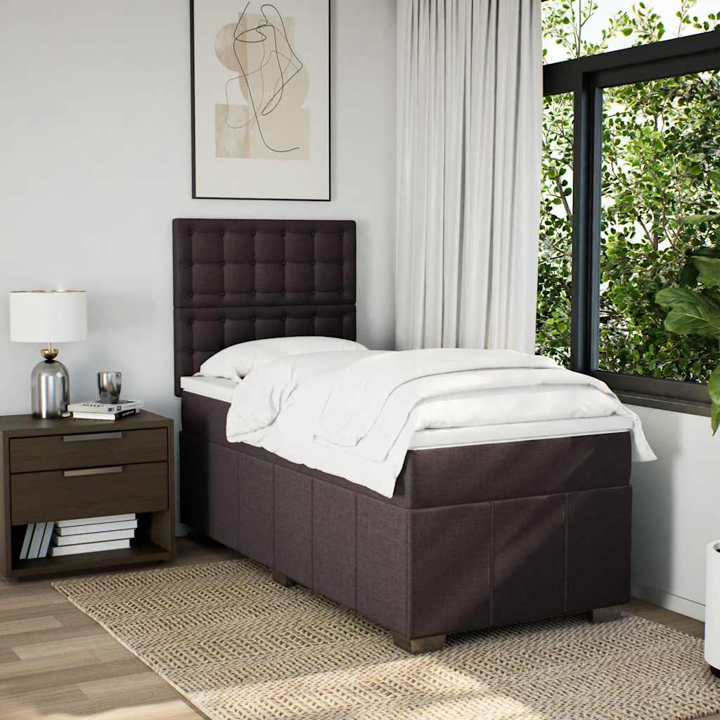 Giroletto a Molle con Materasso Marrone Scuro 90x200 cm Tessuto | homemem39