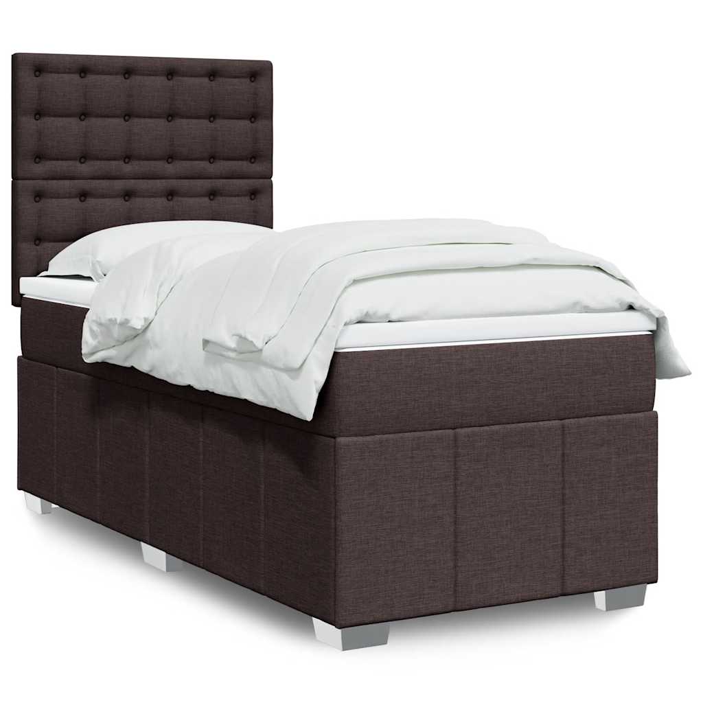 Giroletto a Molle con Materasso Marrone Scuro 90x200 cm Tessuto | homemem39
