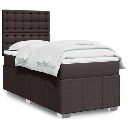 Giroletto a Molle con Materasso Marrone Scuro 90x200 cm Tessuto | homemem39