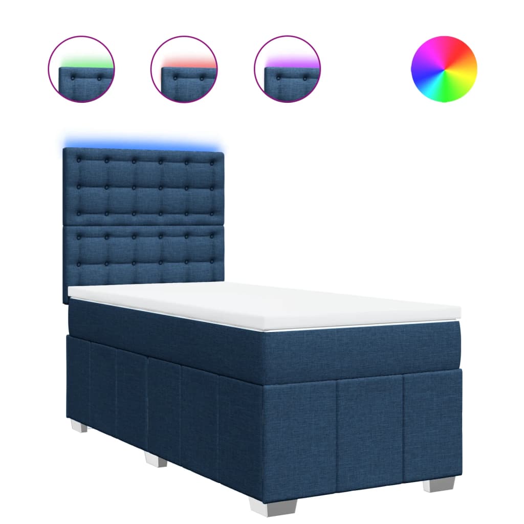 Giroletto a Molle con Materasso Blu 90x200 cm inTessuto | homemem39