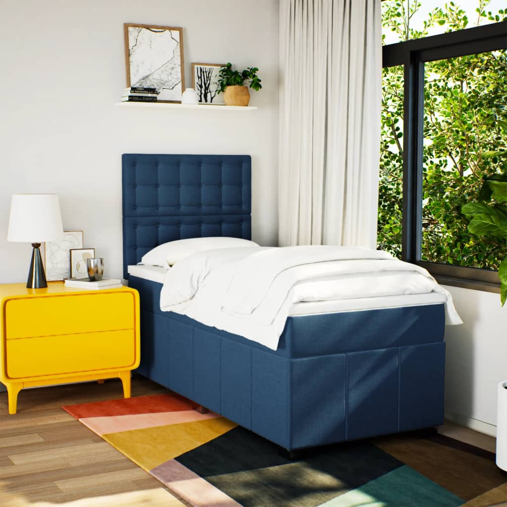 Giroletto a Molle con Materasso Blu 90x200 cm inTessuto | homemem39