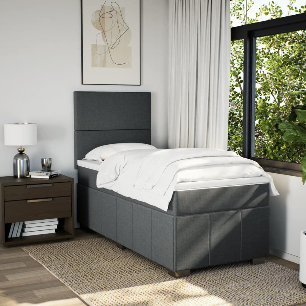 Giroletto a Molle con Materasso Grigio Scuro 100x200 cm Tessuto | homemem39