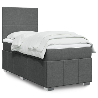 Giroletto a Molle con Materasso Grigio Scuro 100x200 cm Tessuto