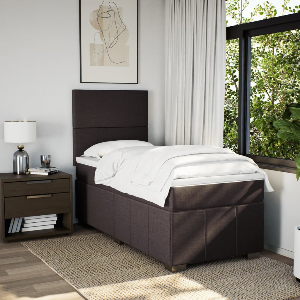 Giroletto a Molle con Materasso Marrone Scuro 100x200cm Tessuto | homemem39