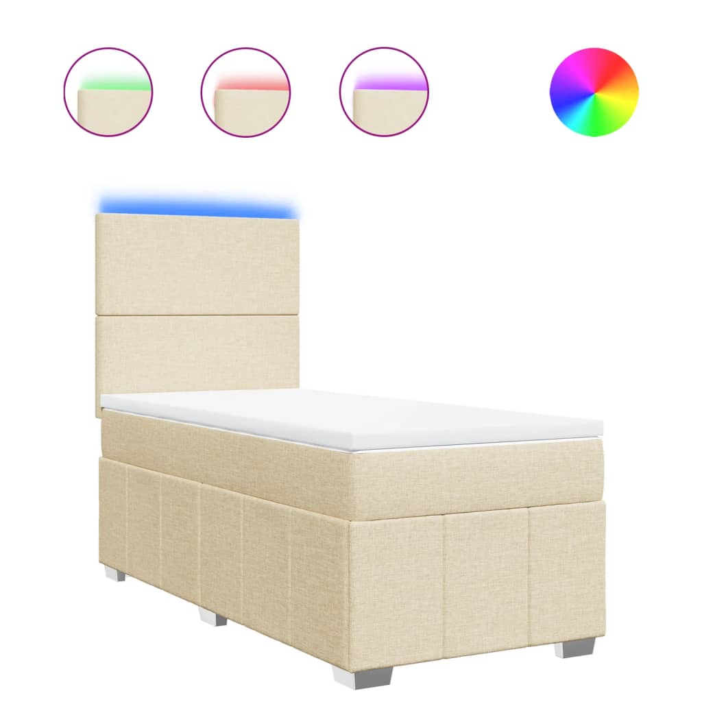 Giroletto a Molle con Materasso Crema 100x200 cm in Tessuto | homemem39