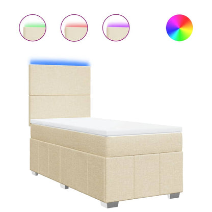 Giroletto a Molle con Materasso Crema 100x200 cm in Tessuto | homemem39