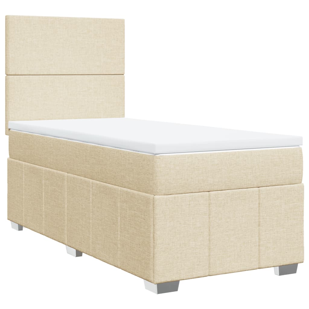 Giroletto a Molle con Materasso Crema 100x200 cm in Tessuto | homemem39