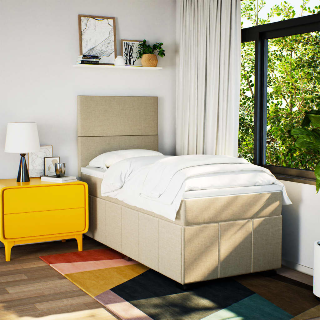 Giroletto a Molle con Materasso Crema 100x200 cm in Tessuto | homemem39